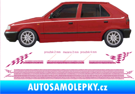Samolepka Proužky kratší 135cm x 8mm / 8ks Ultra Metalic růžová