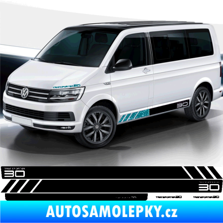 Samolepka Polep na bok Transporter 30 Edition Volkswagen T4, T5, T6, T7 verze long Ultra Metalic tyrkysová