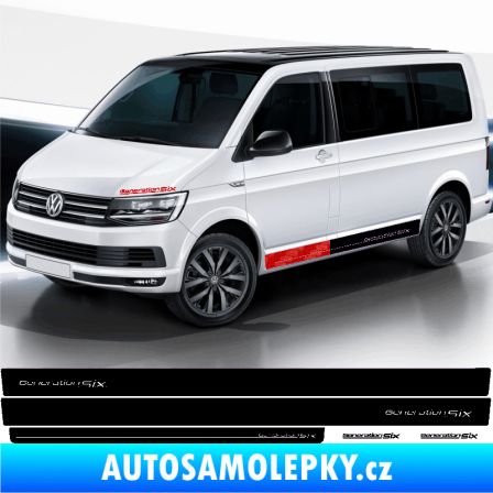 Samolepka Polep na bok Generation Six Volkswagen T4, T5, T6, T7 3D karbon červený