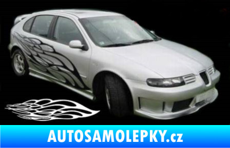 Samolepka Samolepka na bok plameny 114 3D karbon bílý