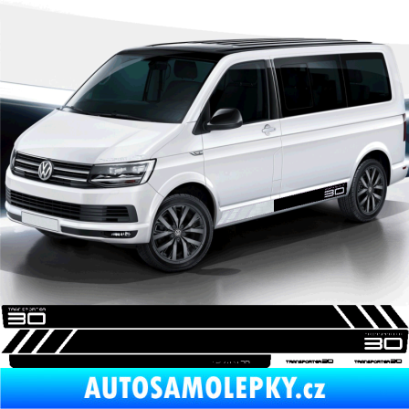Samolepka Polep na bok Transporter 30 Edition Volkswagen T4, T5, T6, T7 verze long 3D karbon bílý