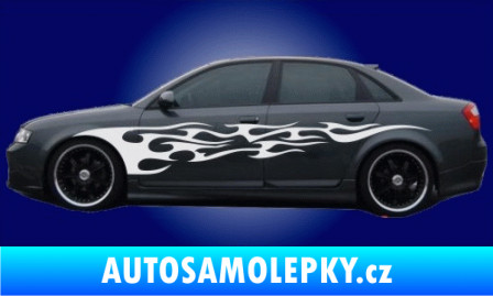 Samolepka Samolepka na bok plameny 036 3D karbon stříbrný