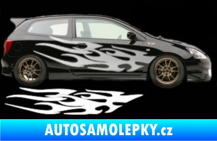 Samolepka Samolepka na bok plameny 068 3D karbon stříbrný