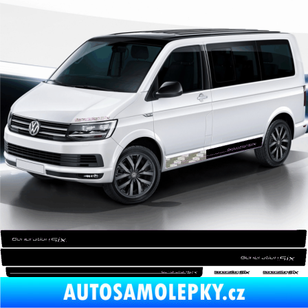 Samolepka Polep na bok Generation Six Volkswagen T4, T5, T6, T7 verze long 3D karbon stříbrný