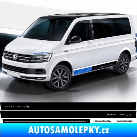 Samolepka Polep na bok Generation Six Volkswagen T4, T5, T6, T7 verze long 3D karbon modrý