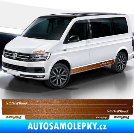 Samolepka Polep na bok Caravelle Edition Volkswagen T4, T5, T6 verze long měděná metalíza