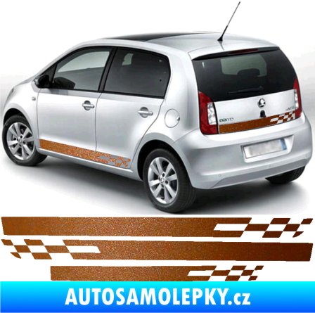 Samolepka Polep na bok Škoda Citigo šachovnice měděná metalíza