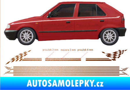 Samolepka Proužky kratší 135cm x 8mm / 8ks měděná metalíza