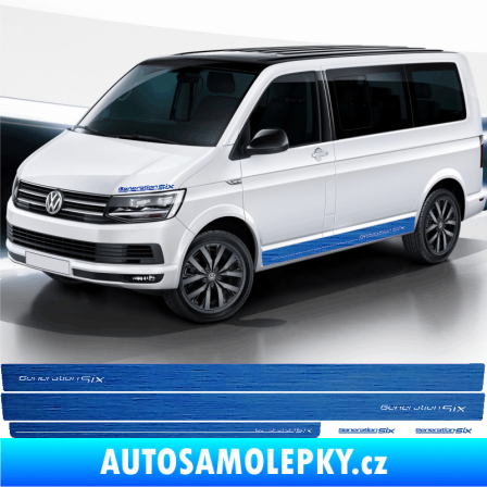 Samolepka Polep na bok Generation Six Volkswagen T4, T5, T6, T7 verze long škrábaný kov modrý