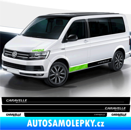 Samolepka Polep na bok Caravelle Edition Volkswagen T4, T5, T6 verze long 3D karbon zelený kawasaki