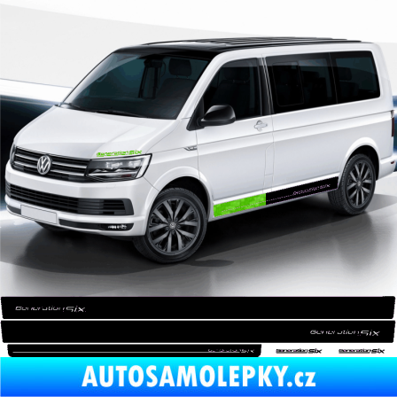 Samolepka Polep na bok Generation Six Volkswagen T4, T5, T6, T7 verze long 3D karbon zelený kawasaki