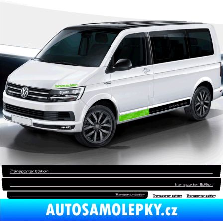 Samolepka Polep na bok Transporter Edition Volkswagen T4, T5, T6 verze long 3D karbon zelený kawasaki