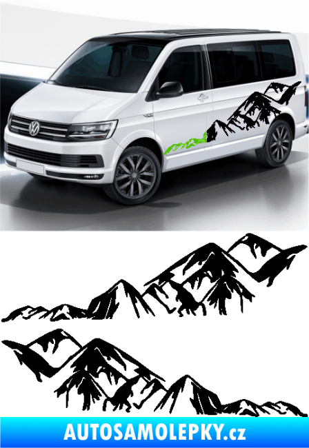 Samolepka Samolepka hory 002 3D karbon zelený kawasaki