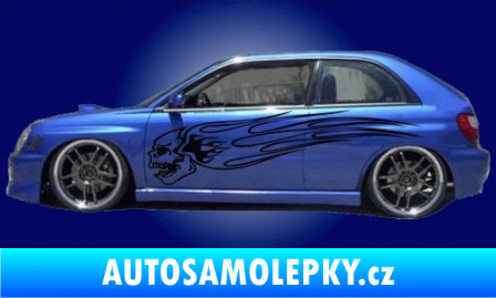 Samolepka Samolepka na bok 027 lebka 3D karbon zelený kawasaki