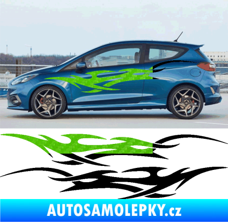 Samolepka Samolepka na bok tattoo 085 3D karbon zelený kawasaki
